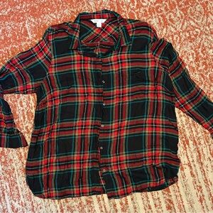 Old Navy Women’s Colorful Plaid Flannel Button-Down Shirt